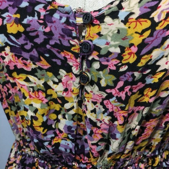 FIRE Los Angeles Womens Dress Summer Floral Mini Sundress M Button Fit Flare - Picture 2 of 8